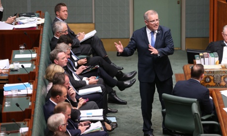 The Minister for Immigration Scott Morrison during question time this afternoon in the House of Representatives chamber of Parliament House, Canberra, Thursday 23rd October 2014 #politicslive Photograph  by Mike Bowers for The Guardian Australia
