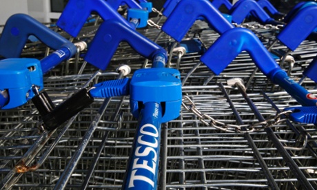 Tesco shopping trolleys in London.