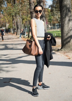 Model Lu Ping Wang shows off a sliver of flesh