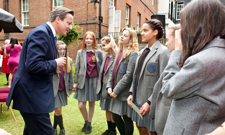 David Cameron meets pupils from Grey Coats Hospital school
