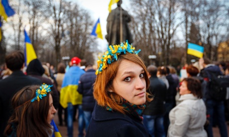 Protester and future voter at a rally in Luhansk, eastern Ukraine.
