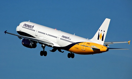 Monarch Airlines Airbus A321-200 (G-OZBU) takes off at Manchester Airport, England.
