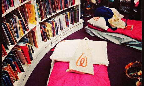 The sleepover at Waterstones's Piccadilly store in London.
