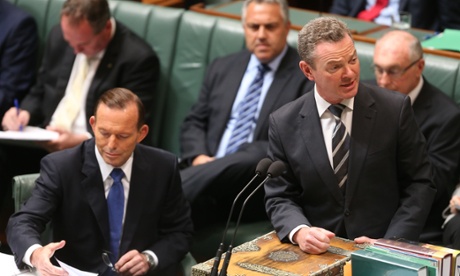 Tony Abbott and the Leader of the House Christopher Pyne in parliament.