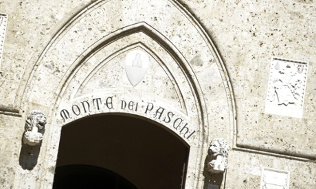 An exterior view of the Palazzo Salimbeni, site of Monte dei Paschi bank, in Siena, Italy.