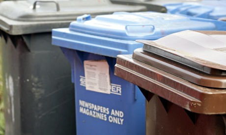 waste bins including refuse paper and garden waste 