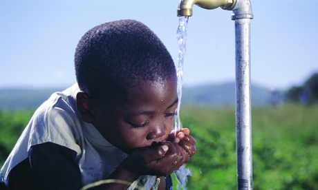 a boy drinking water