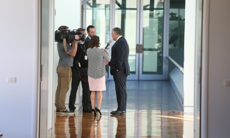 The Treasurer Joe Hockey in the press gallery.