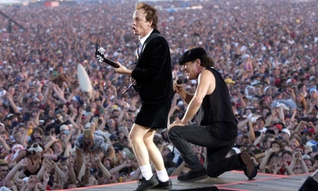 Angus Young and Brian Johnson of AC/DC .