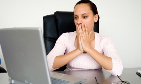 woman horrified computer