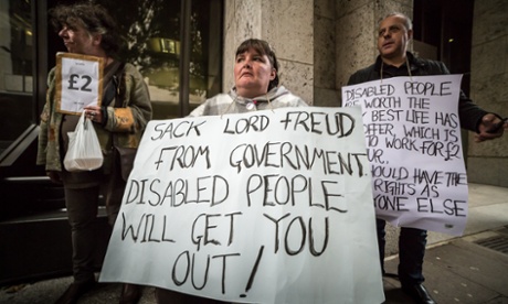 Paula Peters and members and supporters of Disabled People Against Cuts (DPAC) demand the resignation of Lord Freud.