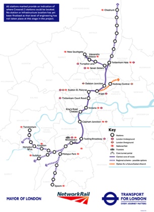 Crossrail proposed regional route in autumn 2014.