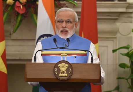 Narendra Modi delivers his address in New Delhi