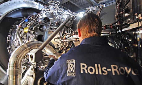 Rolls-Royce employee with engine
