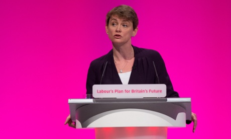 Yvette Cooper, the shadow home secretary, delivering her speech to delegates on the final day of the Labour party conference.