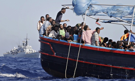 Migrants being rescued in the Mediterranean
