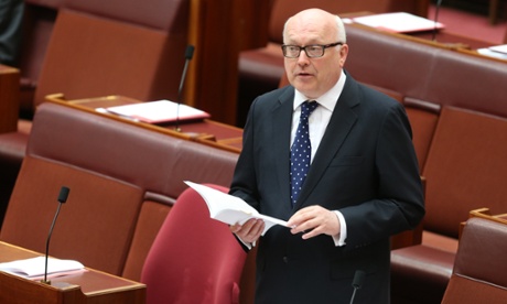 Attorney-General George Brandis speaks during debate on the foreign fighters bill in the senate.