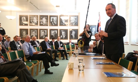 National water infrastructure round table in Parliament House this morning, Barnaby Joyce addresses the room.