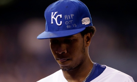 Yordano Ventura salutes Oscar Taveras.