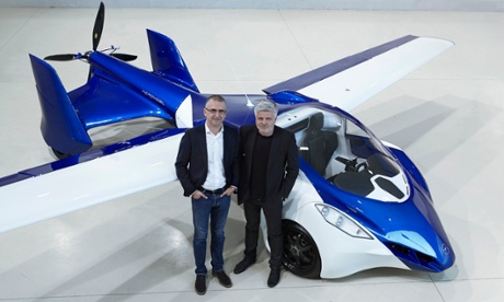 Vaculik and Klein with flying car