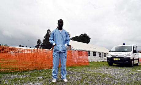 A health worker at an Ebola treatment unit in Abidjan in the Ivory Coast