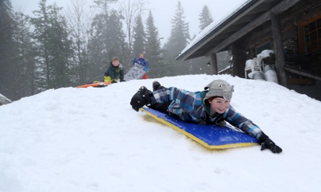 Maddy on the sled run in northern Sweden.