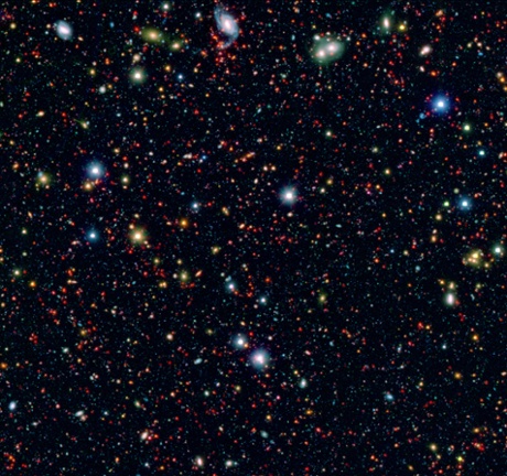 Millions of galaxies populate the patch of sky known as the COSMOS field, short for Cosmic Evolution Survey, a portion of which is shown here. Even the smallest dots in this image are galaxies, some up to 12 billion light-years away.