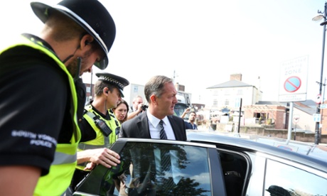 South Yorkshire Police and Crime Commissioner Shaun Wright leaving a meeting at Rotherham Town Hall before he resigned in September