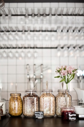 Breakfast cereals in Swedish cafe
