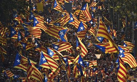 Catalan flags fly in the streets of Barcelona, ahead of a referendum on independence that the Madrid