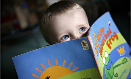 child reading frog
