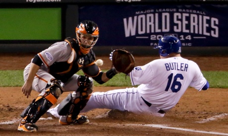 This is not a mirage, this is Billy Butler scoring from first base. Really.
