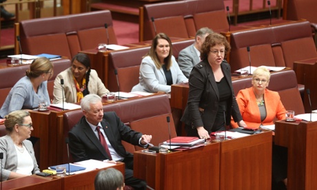 Senator Jacinta Collins speaks during question time.