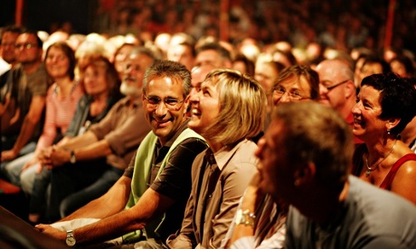 Audience laughing