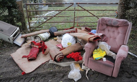 Flytipping in the British countryside.