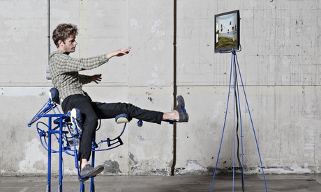 Govert Flint demonstrates his dynamic desk chair