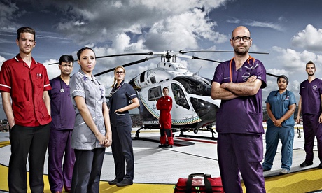 On the helipad … the team from St George's in 24 Hours in A&E.