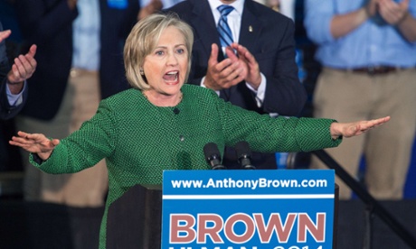 Hilary Clinton speaks in support of Maryland gubernatorial candidate Anthony Brown at the University of Maryland.