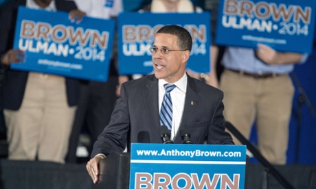 Maryland gubernatorial candidate Anthony Gregory Brown addresses a campaign rally on Thursday.