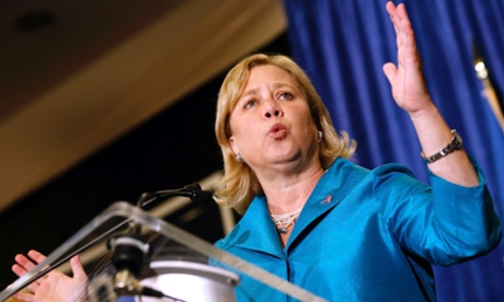Senator Mary Landrieu speaks to voters during an early voting rally in Baton Rouge, Louisiana.