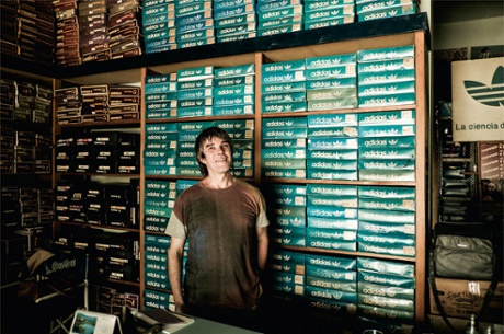 Ian Brown with vintage Adidas stock