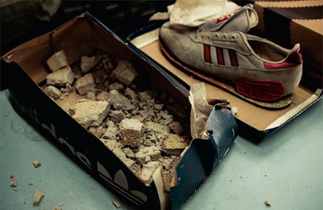 Soles of shoes which have perished over time