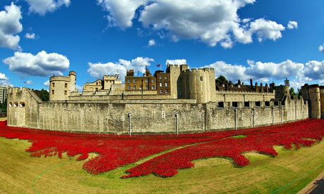 Ceramic poppies fill the Tower of London moat
