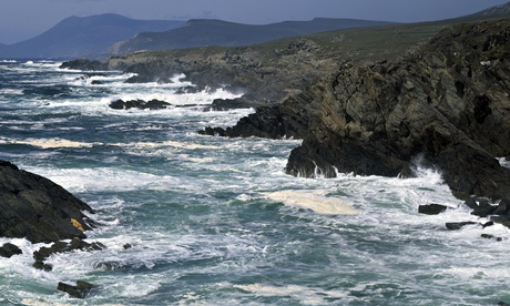 Waves break in County Donegal