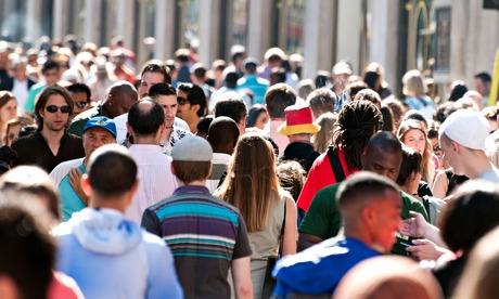Large crowd of people in Oxford Street London England Britain UK
