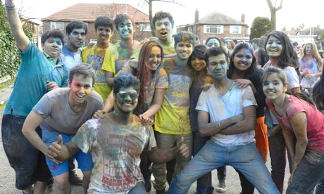 Manchester Indian students celebrating Holi