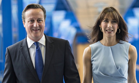 David Cameron and Samantha Cameron. Yes, the front is supposed to look like that.