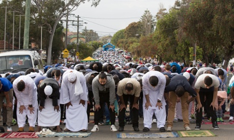Prayers at Lakemba mosque during Eid al-Adha. Imams fear mainstream Muslim teaching could be outlawed.