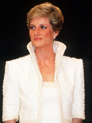 The Princess of Wales, wearing a beaded Catherine Walker gown and matching bolero