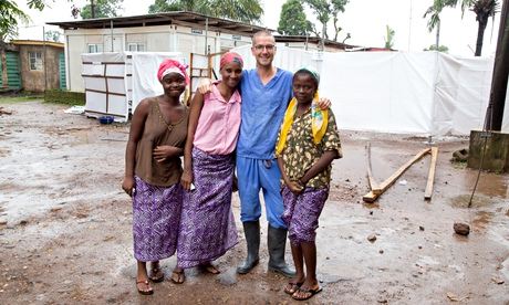 Will Pooley in Sierra Leone with local people who have also recovered from Ebola. 